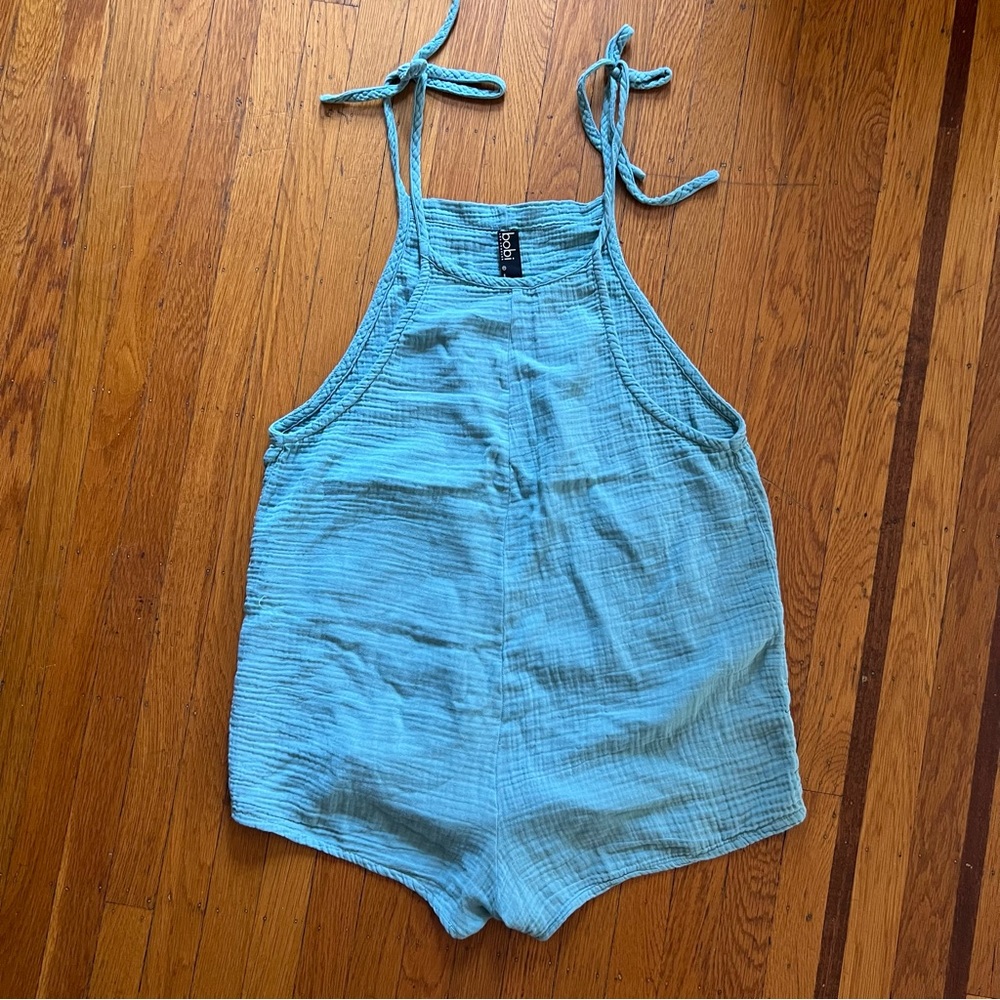 Bobi cotton overalls swim coveralls coverup blue L large EUC